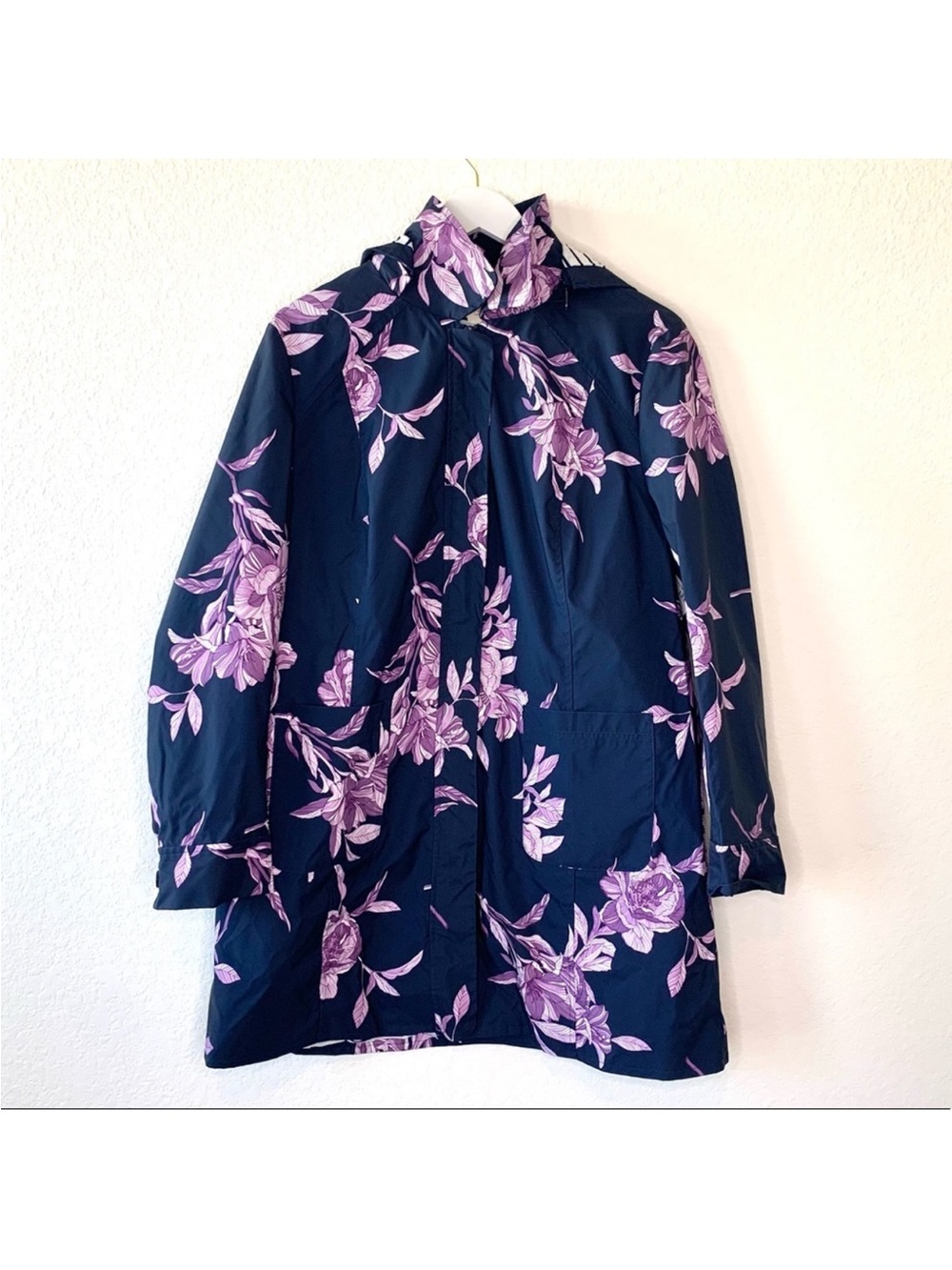 Chico's Floral Striped Rain Jacket Coat Size 1 EUC - Picture 5 of 10